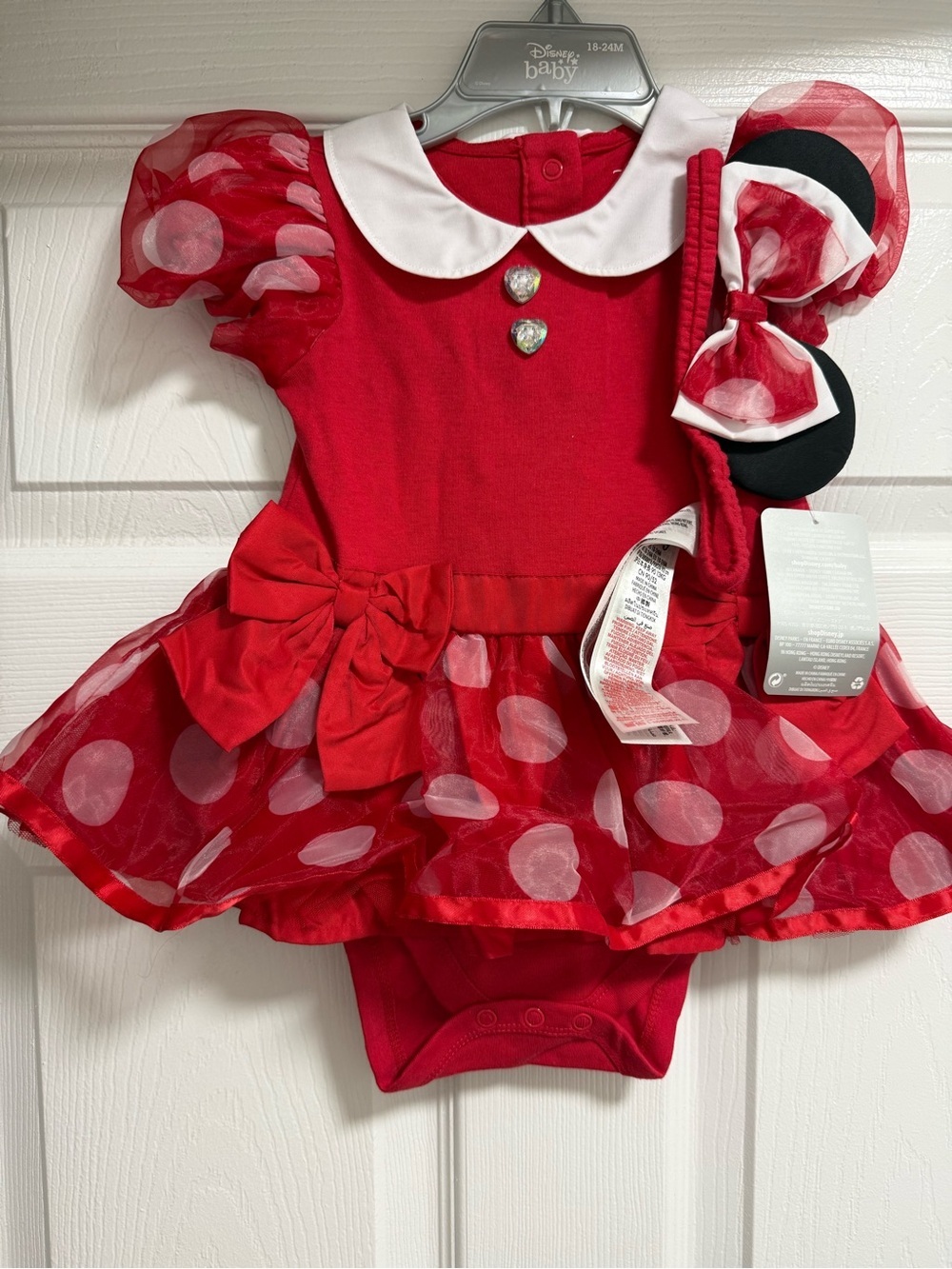 Disney Store 18-24M Minnie Mouse Red Polka Dot Dress With Shoes